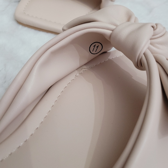 Coutgo Womens Nude Size 11 Open Toe Bow Strap Slide Sandals - Picture 9 of 11